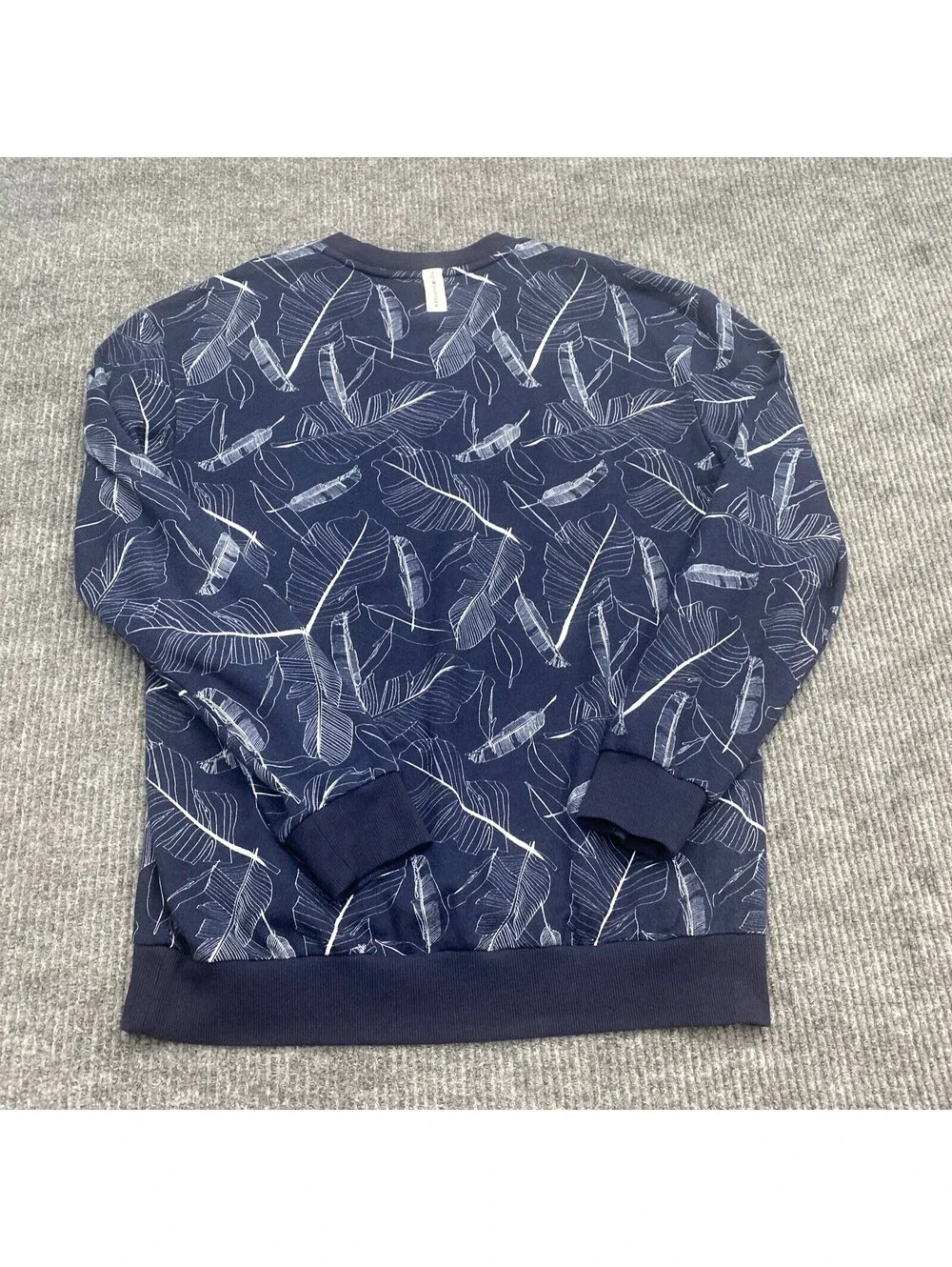 Tommy Hilfiger Sleepwear Mens L Blue White Feather AOP Sweatshirt Long Sleeve